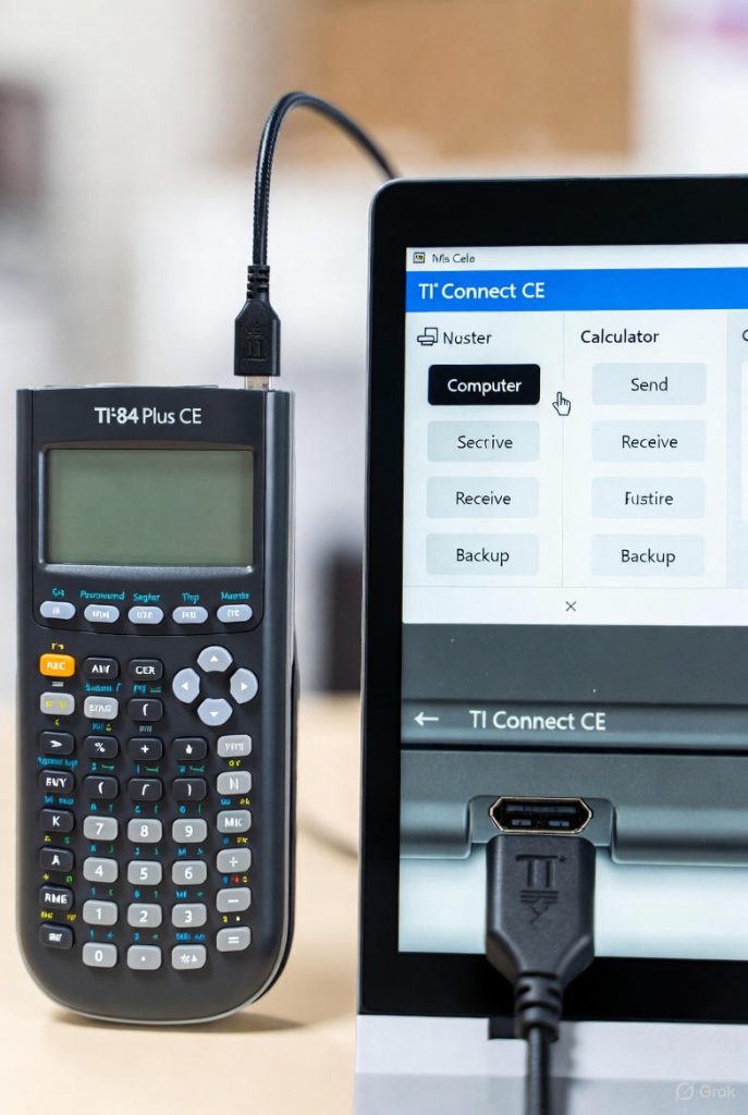 Can I transfer data between my computer and the TI 84 calculator?